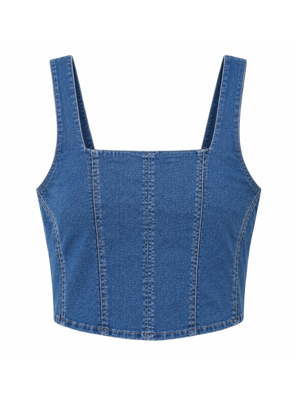 Maurices | Blue Denim Cropped Corset Tank Top Square Neck Cropped Y2K